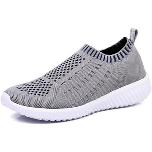 TIOSEBON Women's Athletic Walking Shoes Slip on Casual Mesh Sneakers Gray 10.5 US Wide