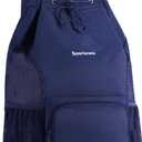sportsnew Swim Bag Mesh Beach Drawstring Backpack with Wet Pocket, Drawstring Bag for Swimming, Gym, Pool, Workout Gear, Beach Volleyball Backpack for Women Men (Navy Blue)