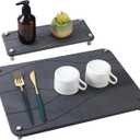 Patelai 2 Pack Stone Dish Drying Mat for Kitchen Counter, 15.7x11.8 Inches Quick Dry Diatomaceous Dish Drying Mats, Water Absorbing Sink Stone Tray, Gray