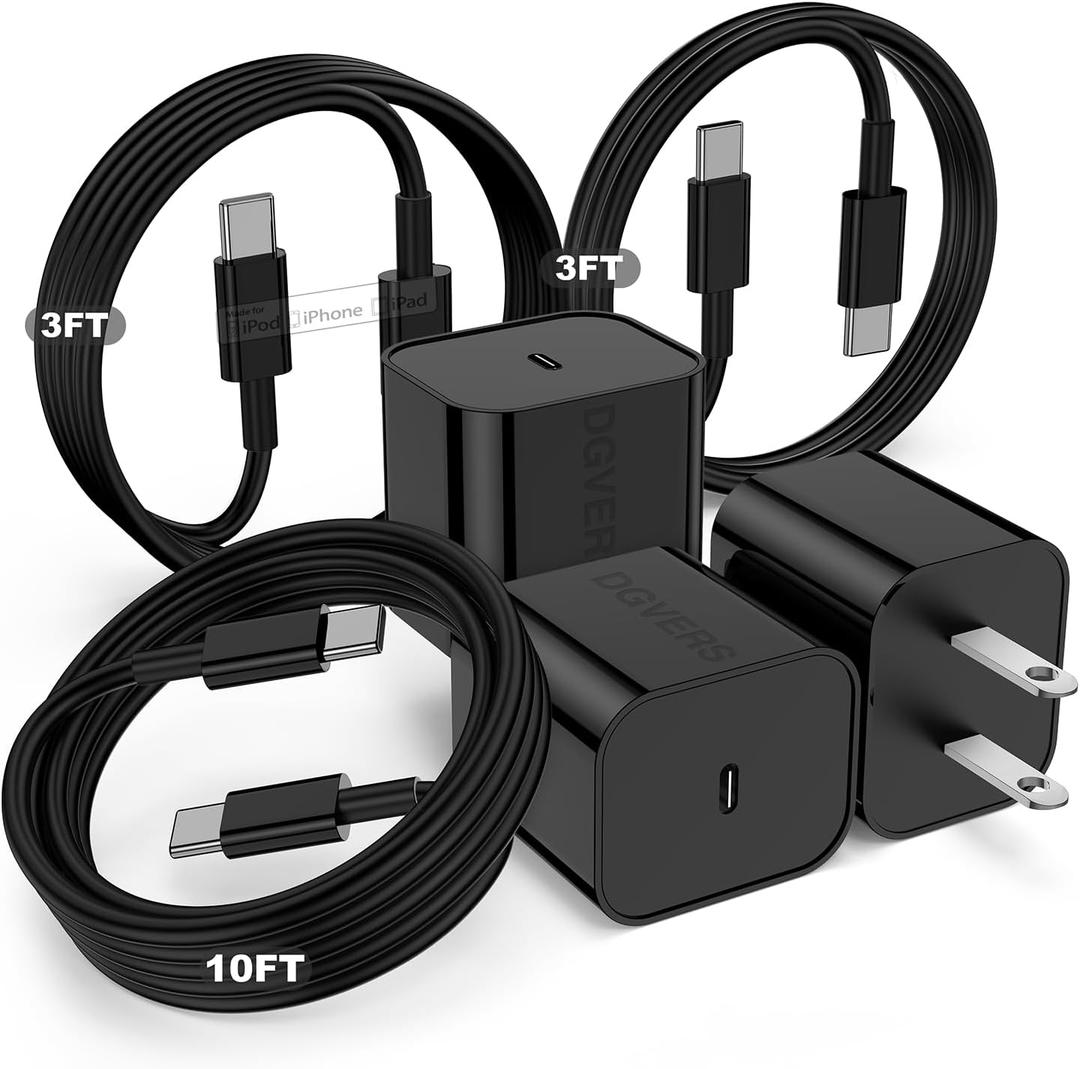 Fast Charger for iPhone 16 15 Charger Fast Charging 3Pack, 3+6+10ft USBC to USBC Cable Cord &20W Type C Block for iPhone 16 Pro Max/16 Pro/15 Pro Max/15 Pro/16 Plus/15 Plus/iPad Pro/Air/Mini