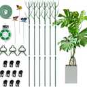 6 Pack Plant Support Plant Stakes for Indoor and Outdoor Plants, 44.8 Plant Sticks with Plant Clips Twist Tiers and Plant Tiers for House Potted Plants, Monstera Plant Support for Climbing Plants