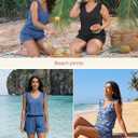 Summer Mae Ruffle Swim Romper One Piece Swimsuit Women Modest High-Back Bathing Suit with Pockets 2026 Swimwear (Black), Size 18W