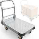 2000lbs Heavy Duty Platform Truck Cart, 36" x 24" Up-Grade Powder-Coated Steel Flatbed Cart with 6" 360 Degree Swivel Casters Foldable Push Cart Dolly for Warehouse/Home