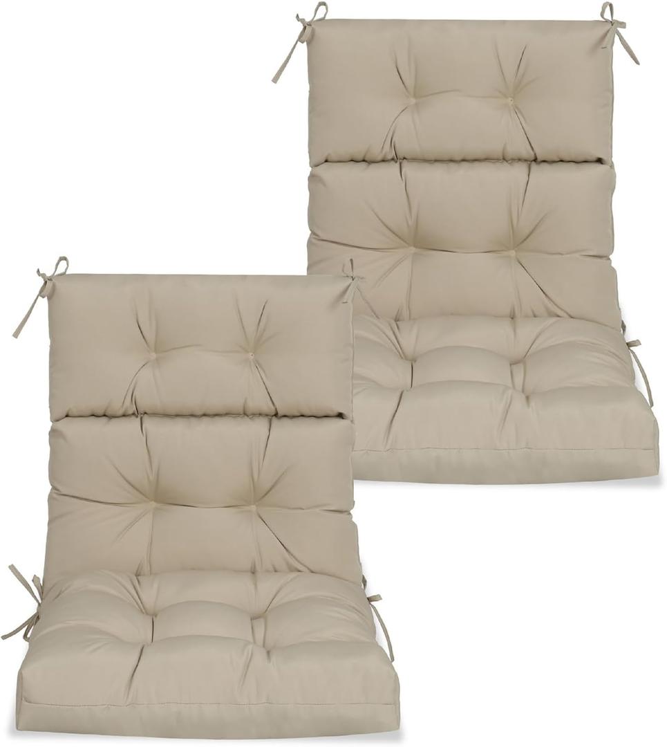 Wioazo High Back Chair Cushions Set of 2, Adirondack Chair Cushion with Waterproof, Rocking Chair Cushion for Outdoor Patio, Garden Porch 45”x 22”x 4 (2, Khaki B)
