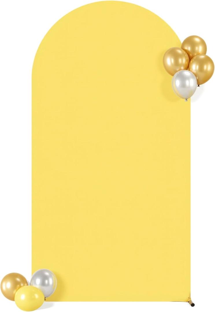 Yellow Arch Backdrop Cover 7.2FT Wedding Arch Covers Stretchy Backdrop Birthday Party Yellow Arch Cover Spandex Balloon Banquet Graduation Bridal Baby Shower Photo Background Decoration