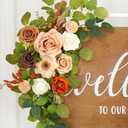 Wedding Decor (Pack of 2) Welcome Sign Flower Backdrop Garland for Ceremony Reception Wall Easel Home Decoration Entryway Faux Outdoor Board Head Table Decor (Orange & Terracotta)