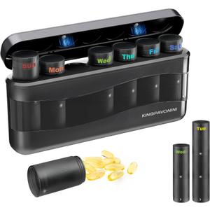 KingPavonini Weekly Pill Organizer 2/3 Times a DayDIY Connection, Magnetic Travel Pill Box 7 Day, Am Pm Daily Pill Case, Pill Holder Container for Vitamin, Fish Oil Medicine Organizer