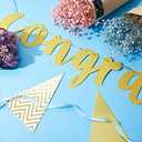 Boao Pre-Strung Congratulations Banner Sign Glitter Congratulation Banner 10 ft Congrats Garland for Graduation, Wedding, Retirement, Baby Shower, Birthday, Celebration Party Decorations (Gold)
