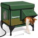 Weatherproof Heated Cat House for Outdoor in Winter, Heated Cat Bed Kitty Shelter with Cat Heating Pad, Insulated & Safe Escape Door, Warm House for Outside Stray Cat (Green, 12"x16"x16")