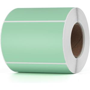 Green Direct Thermal Labels Vinyl 3  2 Inch Self-Adhesive Rectangle Stickers Roll Waterproof Printer Decals Name Tag for QR Code DIY Office Address 500 PCS