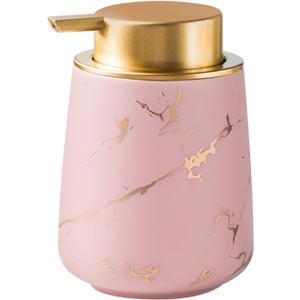 YYW Marble Foaming Soap Dispenser - 13.5oz Ceramic Hand Soap Pump for Kitchen, Bathroom - Cute Dishwashing Liquid Dispenser With Large Easy-to-Squeeze Head (Pink)