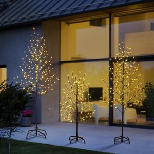 Set of 3 Lighted Tree 3FT 5FT and 6FT LED Artificial Tree for Decoration Inside and Outside Home Patio Wedding Festival Christmas Decor Warm White (14ft, Brown)