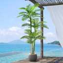 8.5ft Artificial Golden Cane Palm Tree - Large Triple Fake Palm Tree in Pot for Indoor/Outdoor, Patio, Pool, Big House, Office, Backyard, Home Decor - Green, Extra Tall