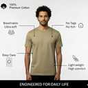 Men's 100% Cotton Crew Neck T-Shirt Classic Fit Plain Breathable & Soft Short Sleeve Tee (Brown, M)