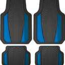 Custom Accessories 4-Piece Anodized Sport Floor Mats, All-Weather Car Floor Mats, Trim-to-Fit Mats for Cars, Trucks, SUVs, All-Season Automotive Floor Mats - Black/Blue
