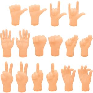 16 Pcs Tiny Finger Hands Mini Rubber Finger Puppets Realistic Little Hand Finger for Display, Desk Decoration, Photography Props, and Creative Projects