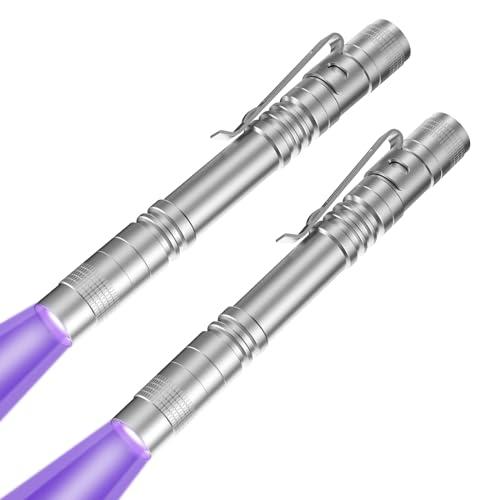 COSOOS 2 UV Flashlight Black Light, 2 Pack 395nm Mini Pen Light with Clip, Waterproof Ultraviolet Flashlight for Pet Urine Detector, Scorpions Finder, Hotel Inspection, Dry Stain and Bed Bugs
