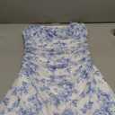 WDIRARA Women's Floral Print Ruched Cami Dress Spaghetti Strap Ruffle Hem Mesh Mini Dress, Small White And Purple