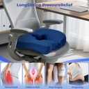 SAHEYER Bed Sore Cushions for Butt, Memory Foam Hemorrhoid Pressure Relief Pillow with Center Hole and Tailbone Cutout, for Long Sitting Coccyx, Sciatica, Postpartum, Pregnancy, After Surgery, Blue