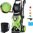 5000 PSI Adjustable Pressure Washer 2.8GPM Electric Power Washer with 33ft Pressure Hose, 4 Nozzle and Foam Cannon, Powerwashers for Home, Cars, Pressure Setting Range (2500-5000PSI) Green