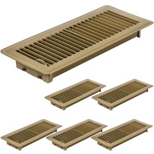 6 Pack 4" x 12" Floor Vent Covers - Heavy Duty Steel Walkable Floor Register - Easy Adjust Air Supply Lever - Vent Covers for Home Floor (Brown, 4x12 Inches)