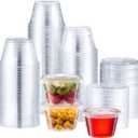4 Ounce Portion Cups with Lids, 100 Count  Leak-Proof & Durable, Ideal for Sauces, Condiments, Meal Prep, Snacks, and Dips  Clear, Eco-Friendly, BPA-Free