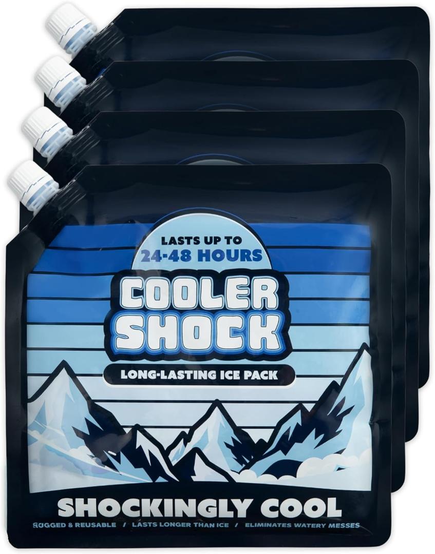 Cooler Shock Reusable Ice Packs for Cooler - Long Lasting Cold Freezer Packs for Coolers and Lunch Boxes - Cooler Ice Packs for Camping Gear, Fishing, Road Trips, Beach Must Haves