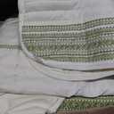 Great Bay Home Striped Quilt Set - 3-Piece Full/Queen Size Farmhouse Bedding Set - Lightweight, All-Season, Reversible Bedspread (White/Green)