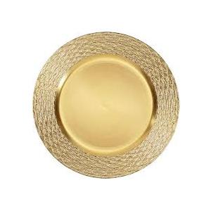 LIYH 8 Pcs Gold Chargers Plates 13 Inch - Gold Chargers for Dinner Plates, Irregular Design Heavy-Duty Plate Charger Bulk, Suitable for Wedding & Party- Stackable