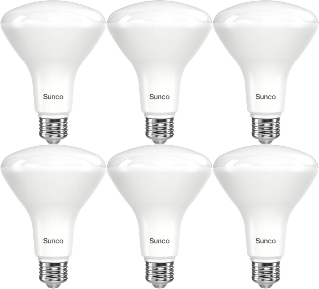 Sunco 6 Pack BR30 LED Bulbs, High Output 1200 Lumens, Indoor Flood Lights, 11W Equivalent 65W, 3000K Warm, E26 Base, Interior Dimmable Recessed Can Light Bulbs.