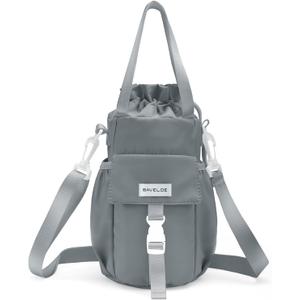 BAVELOE Water Bottle Holder with Strap Phone Pocket 32oz 40oz 64oz Tumbler Water Bottle Carrier Sling Bag Crossbody (Grey)