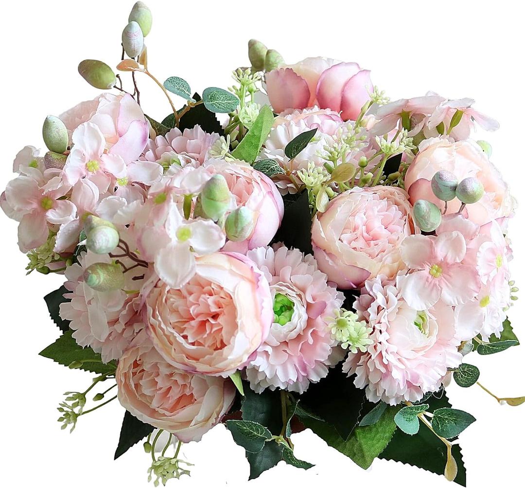 ASTRYAS Artificial Peony Flower 2Pcs Silk Peonies Fake Peony Flowers Floral Arrangements Dining Table Centerpieces for Kitchen Bridal Wedding Party Decor(Light Pink) ASTRYAS Artificial Peony Flower 2Pcs Silk Peonies Fake Peony Flowers Floral Arrangements Dining Table Centerpieces for Kitchen Bridal Wedding Party Decor(Light Pink)
