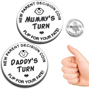 Funny Baby Gift New Parents Decision Gift,Pregnancy Gifts New Dad Mom Gifts,New Parents Gifts for Couples Halloween Thanksgiving Christmas Gift for First Time to be Moms Dads Daddy Mummy Double Sided (Style A-Silver)