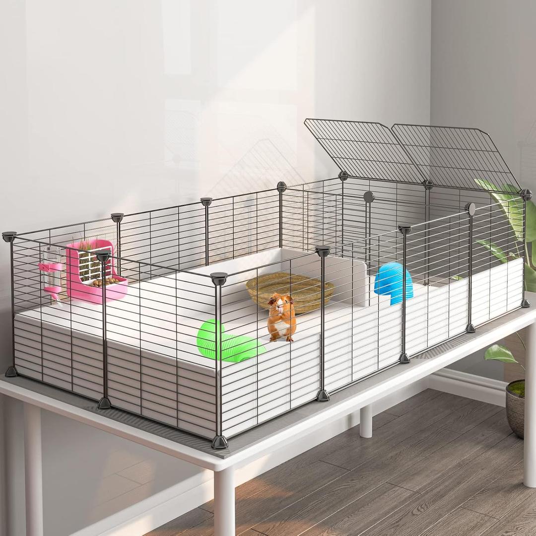 Oneluck Guinea Pig Cage, Indoor Habitat with Waterproof Plastic Bottom,Playpen for Small Pet Bunny, Turtle, Hamster, Partition cage