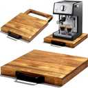 EVERBBKING Natural Acacia Sliding Tray for Coffee Machine Kitchen Appliance slider Moving Caddy, appliance slider,appliance rolling stand air fryer rolling tray