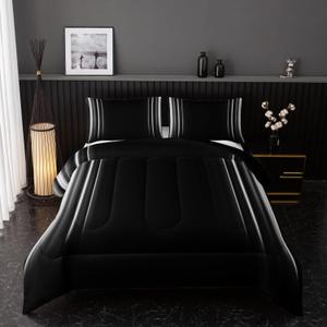White and Black Bedding Set King Size Abstract Ombre Comforter Set for Teen Boys, Mordern Bedding Set 3 Piece in A Bag,Dark Quilt Set Mordern Art Decor Lightweight All Seasons with Pillowcases