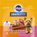 Pedigree Dentastix Dual Flavor Small Dog Dental Treats, Bacon & Chicken, 5.08 oz. Bag (24 Treats)