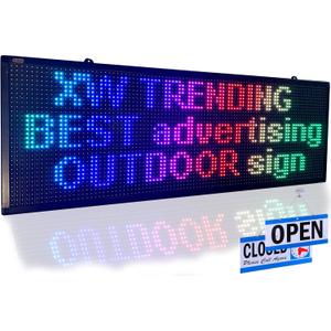 LED sign, scrolling sign 40" x 14", WiFi perfect tool for advertising, color message board programmable for indoor and outdoor use