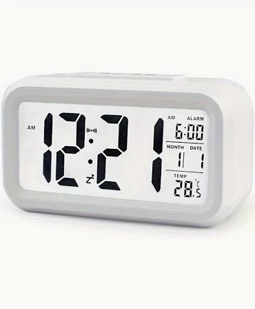 Plumeet Digital Alarm Clock Kids Alarm Clock with Snooze and Backlight - Simple Travel Clocks Large LCD Display - Loud Alarm Clock for Bedroom - Battery Powered