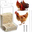 Hushee 1 Pack Acrylic Oyster Shell and Grit Feeder for Chickens, Clear Automatic Chickens Feeder with Lid Chicken Coop Accessories Multiple Installation Methods for Hens Chicks Cages Wall Pillar