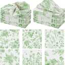 Kochorie 24 Pieces Green Floral Cloth Napkins, 18 x 18 Inch Reusable Soft Fabric Napkins, Washable Flower Dinner Cocktail Napkin for Spring Summer Tea Party Holiday Home Kitchen Wedding Restaurant