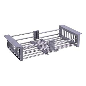 GULICA Dish Drying Rack, Adjustable Stainless Steel Drainer Basket Drain Tray for Dish Vegetable Fruit, 18.2" x 8.9", On Counter Dish Rack or in Sink Over Sink Kitchen Basket Grey