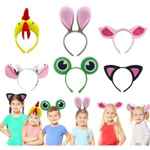 splolowil 5 Pieces Farm Animal Headbands Farm Animal Hair Hoop for Kids Adults Animal Cosplay Birthday Theme Party Supply Stage Performance