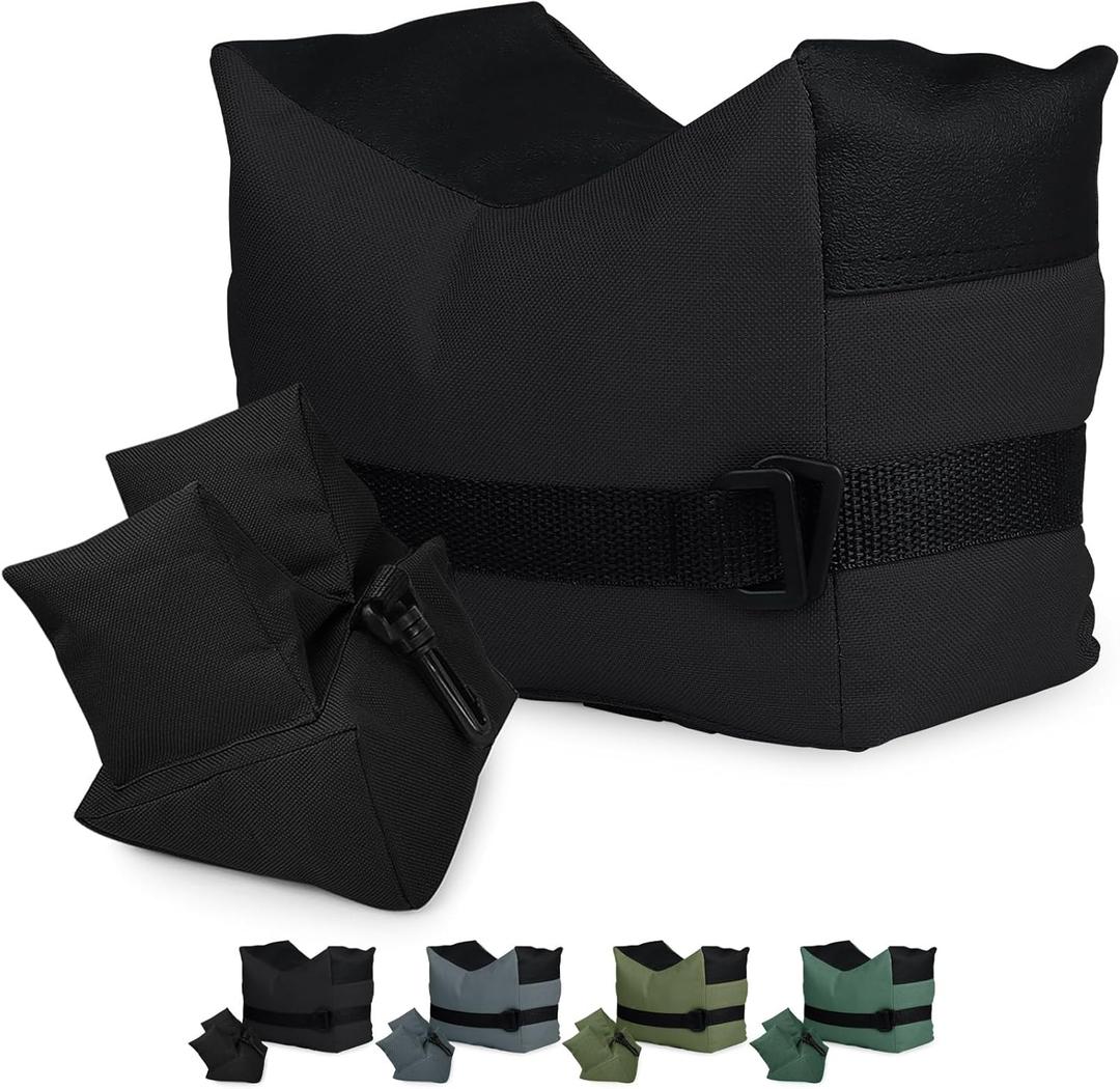 Twod Outdoor Shooting Rest Bags - Target Sports Bench Rest with Front & Rear Support SandBag Stand Holders for Gun Rifle Shooting Hunting Photography - Unfilled (Black)