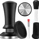 58mm Espresso Tamper, Espresso Accessories, Coffee Tamper with Espresso Distribution Tool, Wdt Tool Espresso, Espresso Tamper with Silicone Mat, Stainless Steel Base Tamper for Espresso Coffee Machine (Black4)