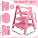 Novabright Mother's Day Serving Tray and Platters, 3 Tier Foldable Wooden Cupcake Stand, 7.8''/9.8''/11.4'' Pink Heart Mom Letter Charcuterie Board Serving Plate for Food Display, Party Decor Mom Gift