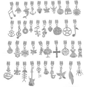 RUBYCA 80Pcs Tibetan White Silver Plated Metal Connector Bails Mix Bead Pendant Charm Bracelet 602