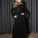 ZESICA Women's Elegant Maxi Dresses 2026 Fall Long Sleeve Button Casual A Line Boho Flowy Dress with Pockets (M)