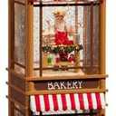 Raz Imports Santa and Elves Lighted Water Two Story Bakery, 12.5-inch Height, Christmas Decor