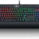 Redragon K550 RGB Gaming Keyboard, 104 Keys + 12 Macro G Keys Wired Mechanical Keyboard w/Aluminum Top Plate, Custom Clicky Purple Switch, Extra USB Port & Wrist Rest (Black)